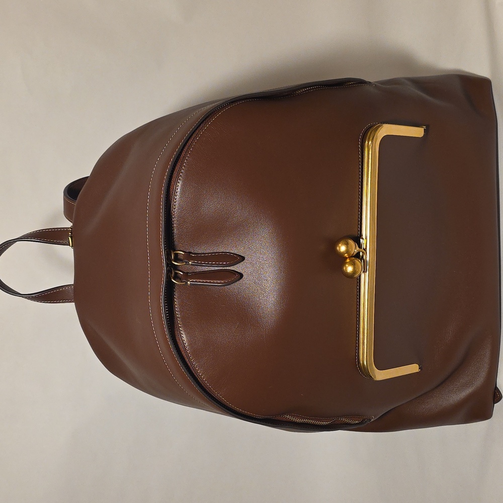 COACH Leather Kisslock Large Frame Backpack - Picture 4 of 14